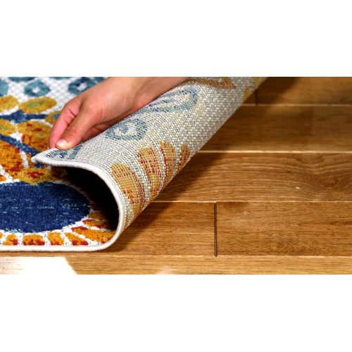 Ebern Designs Kellems Floral Creme / Red Indoor / Outdoor Area Rug